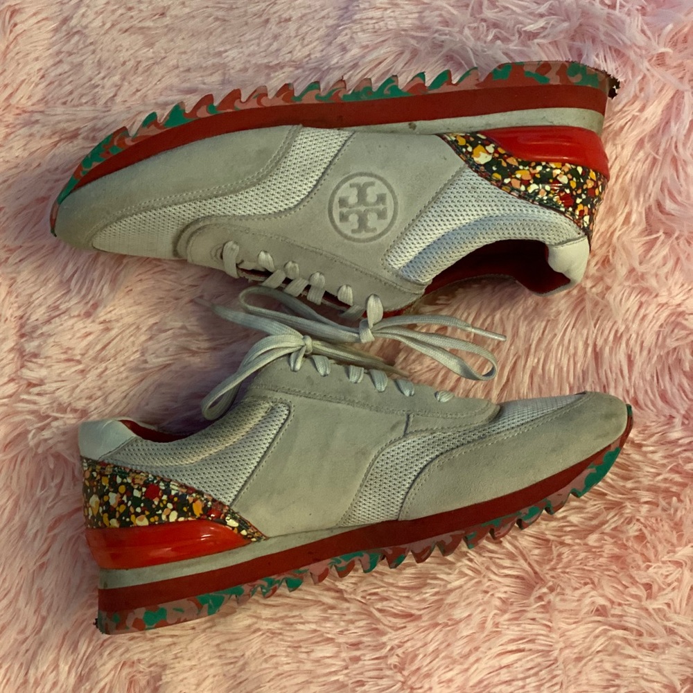 Tory Burch White Festival Sawtooth Logo Trainer